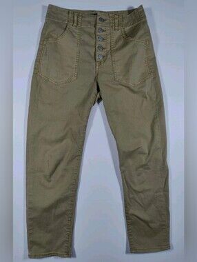 Veronica Beard Arya High Rise Straight Buttonfly Beige Sand Cotton Jeans Sz 27/4